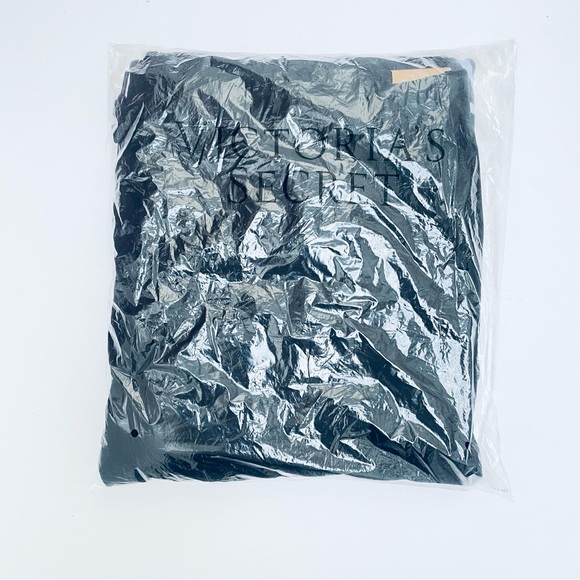 Victorias Secret PINK campus sweatpants wide leg SCRIPT logo Black size LARGE - Picture 2 of 4